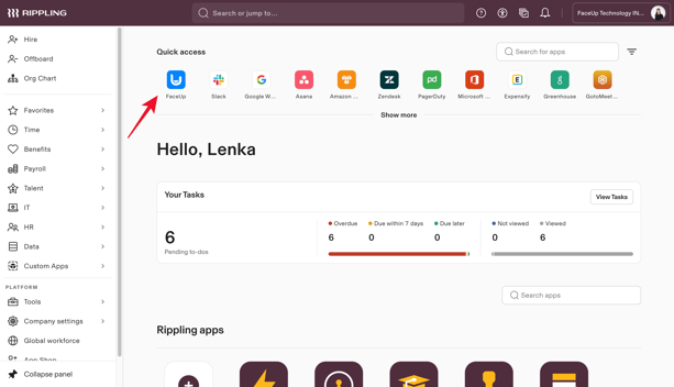 Rippling SSO quick access