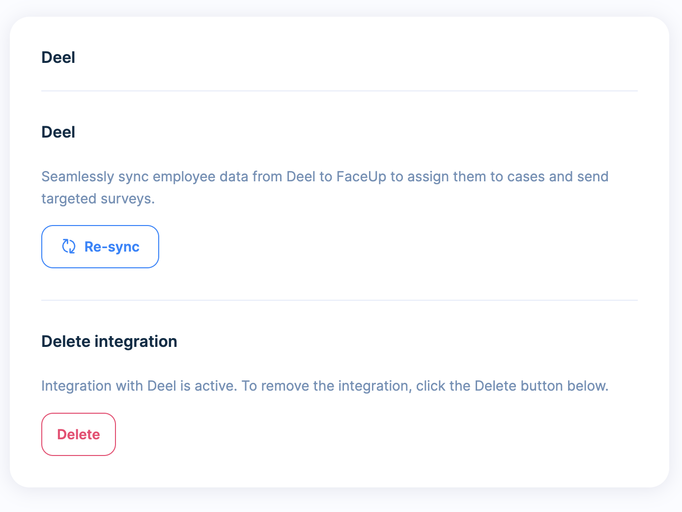 Deel and FaceUp native integration guide