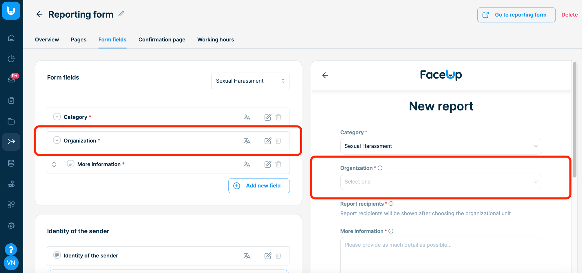 Rename default fields
