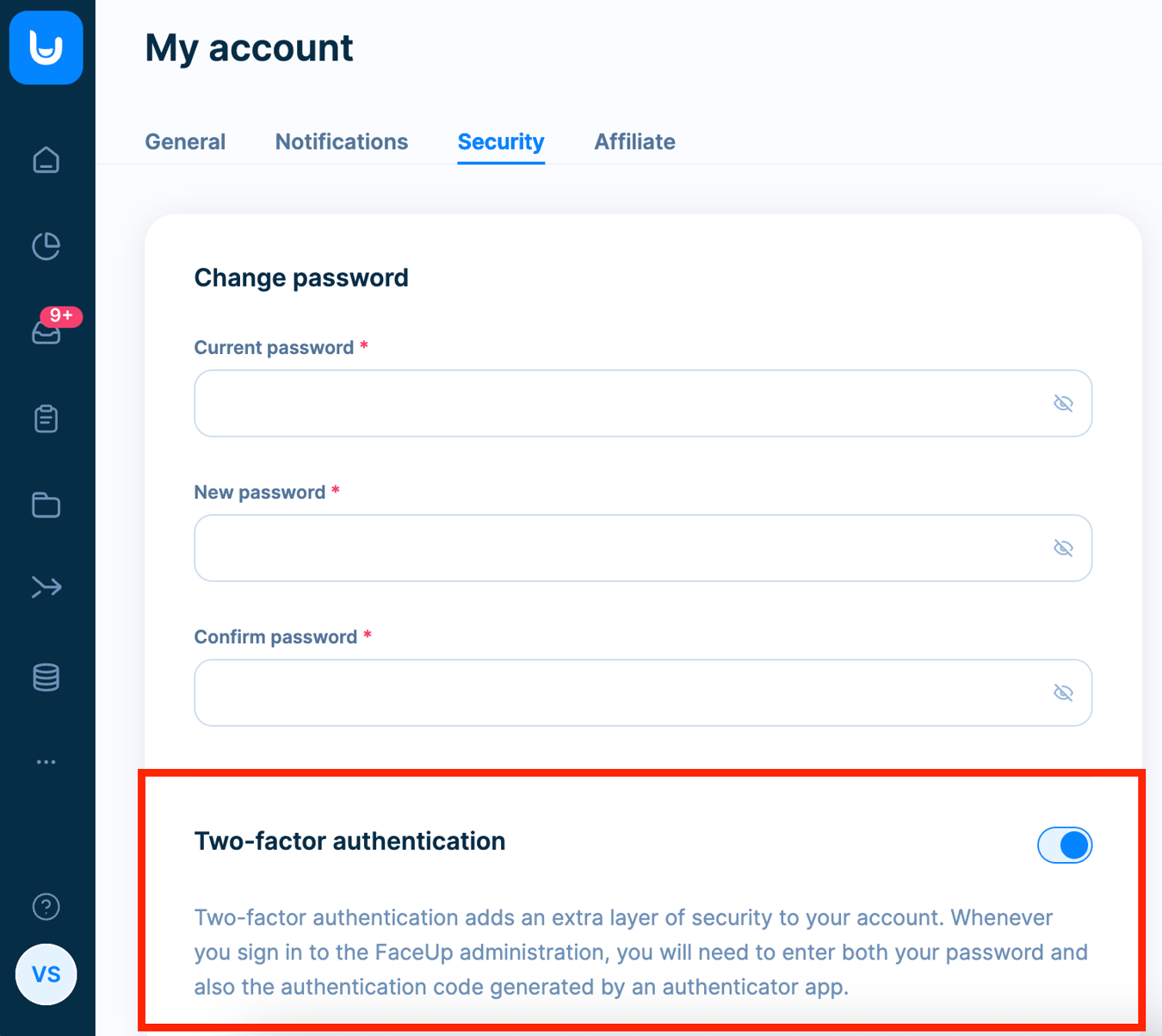 Two-factor authentication (2FA)