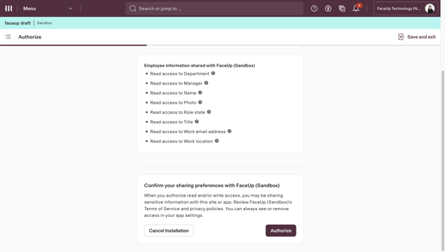 authorize integration in Rippling