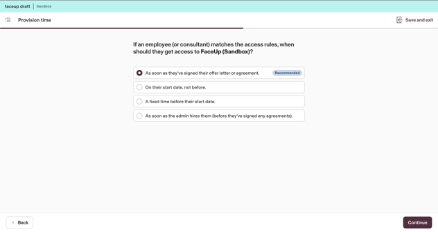 provision time selection